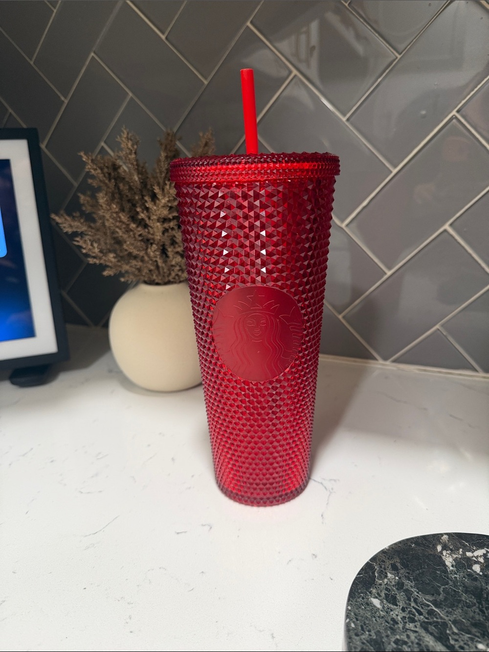 Discontinued - Starbucks Red Studded Cold Cup Tumbler with Straw